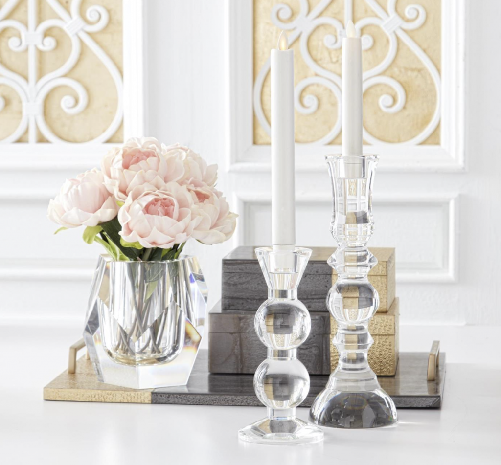 Large Crystal Taper Candleholders